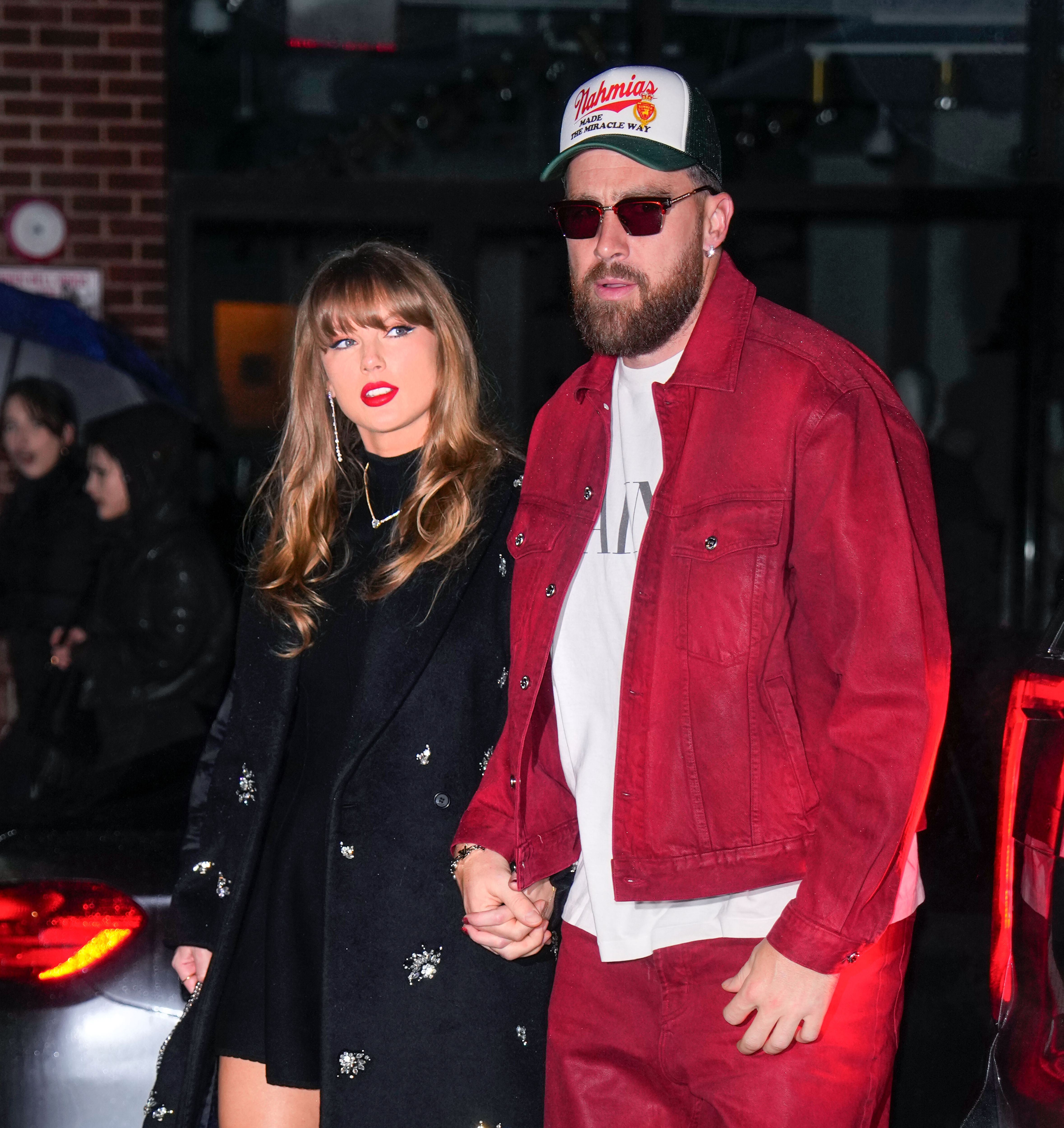 Taylor Swift and Travis Kelce are seen on December 28, 2024 in New York City. | Source: Getty Images