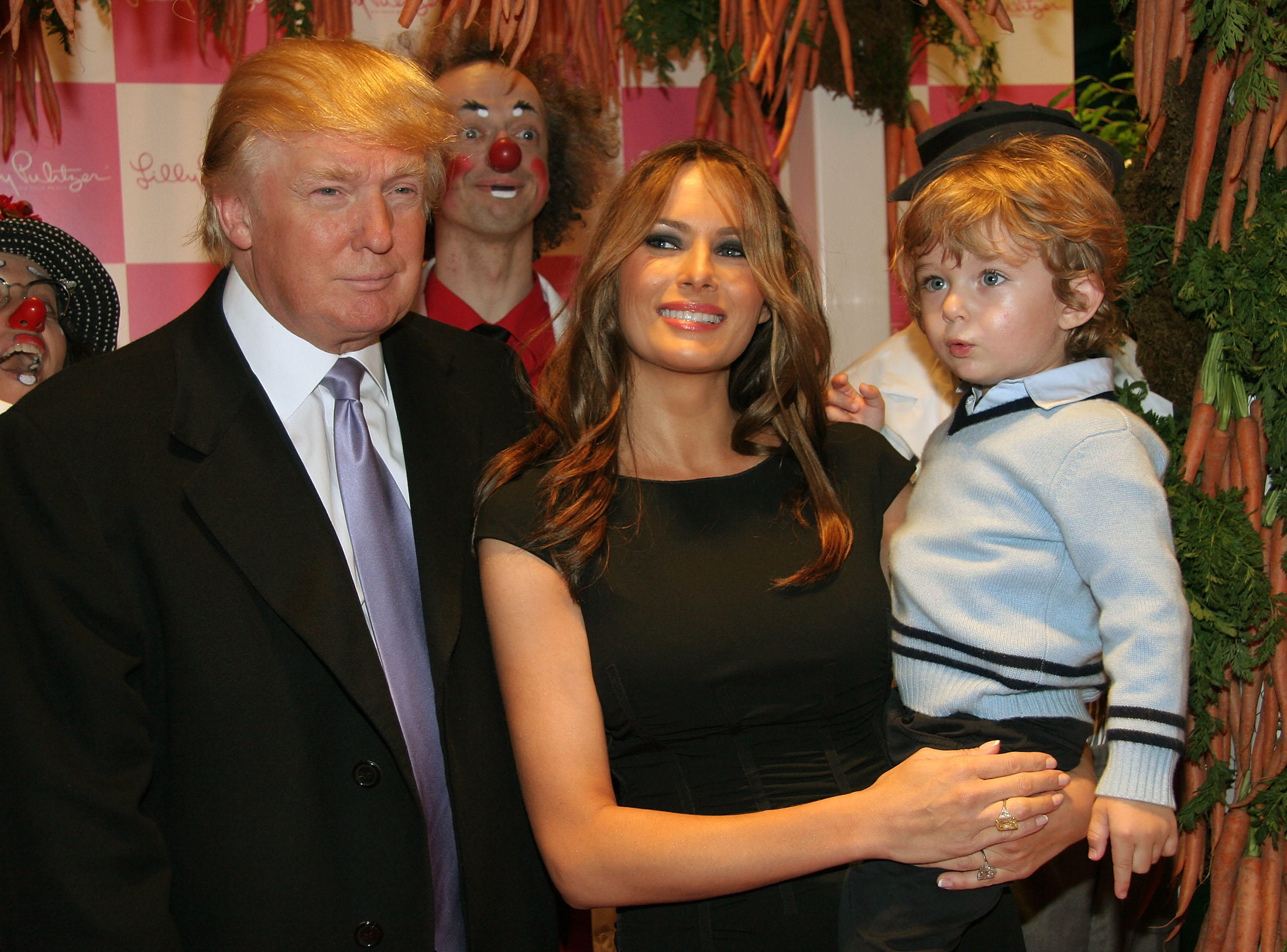 As a child, Barron Trump made more public appearances because his father had not yet entered politics and was still a celebrity businessman. On this occasion, he, Donald Trump, and Melania Trump attended the 17th Annual Bunny Hop at FAO Schwartz on March 11, 2008, in New York City, New York. | Source: Getty Images