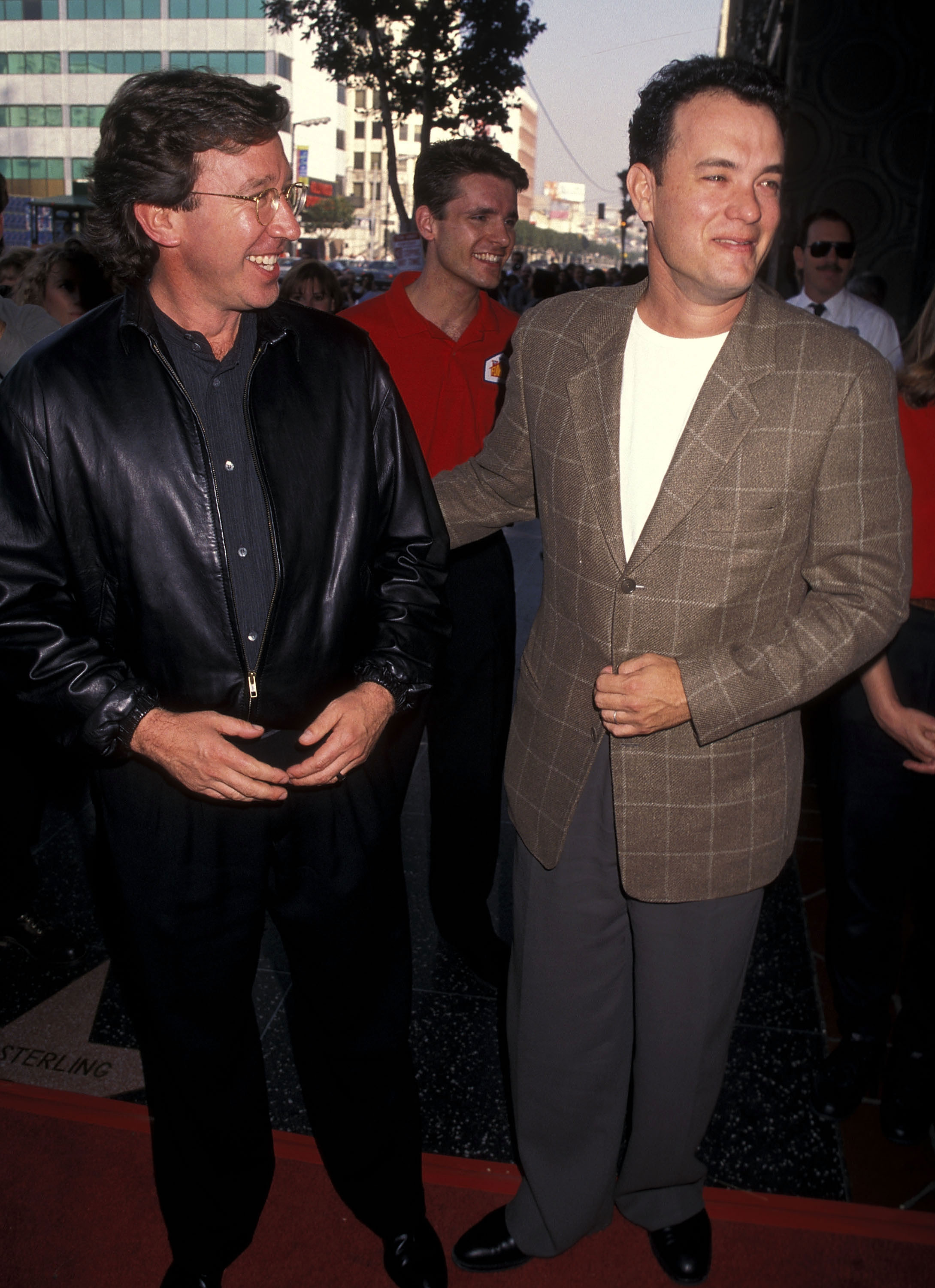 Tim Allen and Tom Hanks attend the "Toy Story" Hollywood Premiere at the El Capitan Theatre on November 19, 1995 in Los Angeles, California. | Source: Getty Images