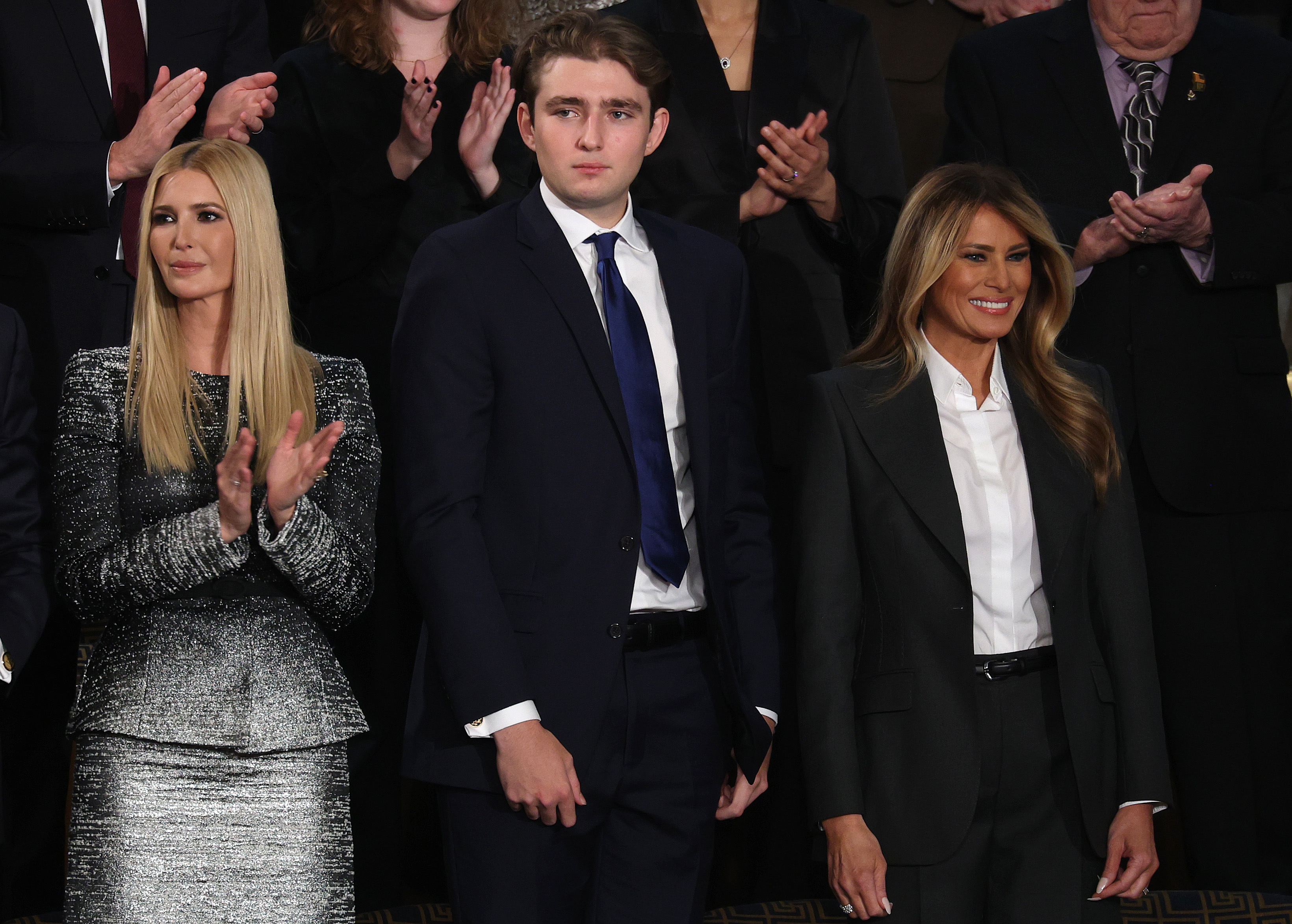 Despite not being seen often, Barron Trump regularly shows up for major family and political events. For this appearance, he, Ivanka Trump, and Melania Trump attended the State of the Union address during a Joint Session of Congress at the U.S. Capitol on February 24, 2026, in Washington, DC. | Source: Getty Images