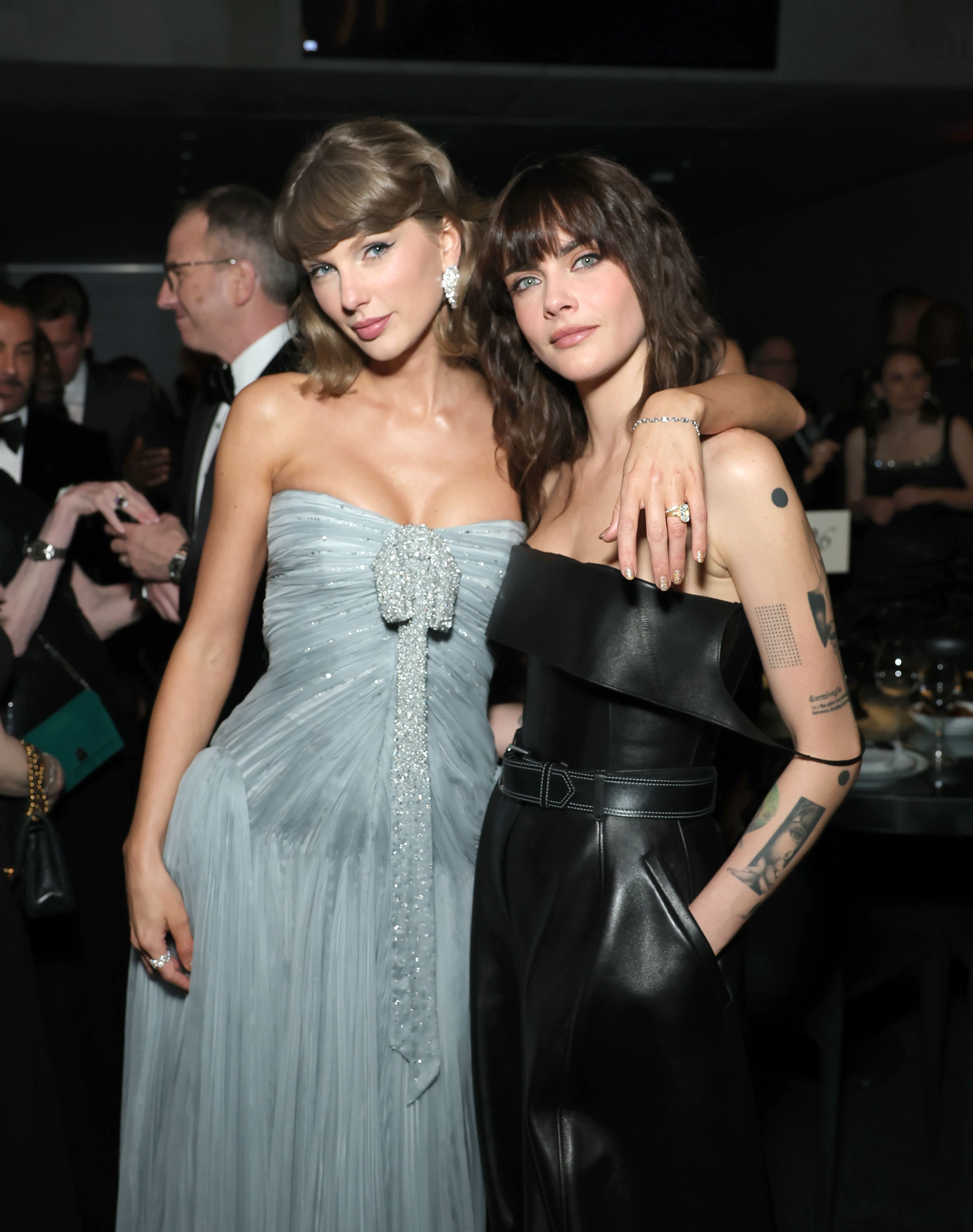 Taylor Swift and Cara Delevingne at the sixth annual Academy Museum Gala at the Academy Museum of Motion Pictures in Los Angeles, California, on October 17, 2026. | Source: Getty Images
