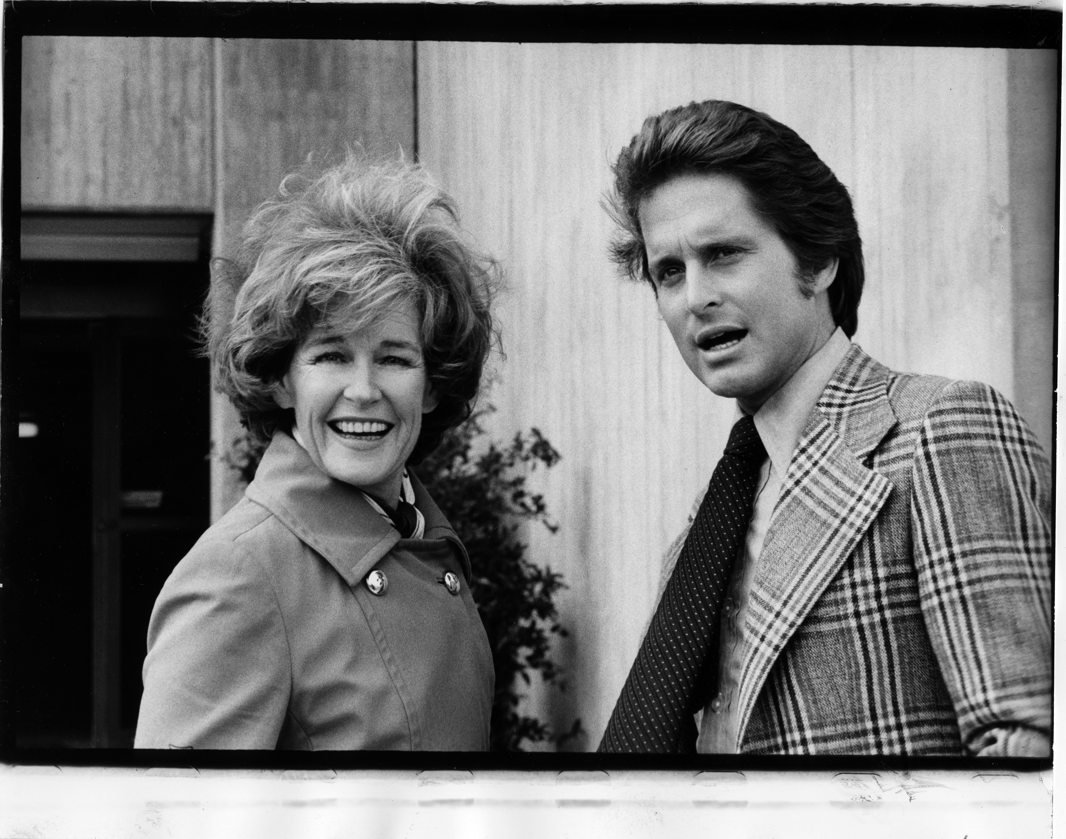 Michael Douglas and his mother, Diana Dill, on the set of "The Streets of San Francisco," circa 1973. | Source: Getty Images
