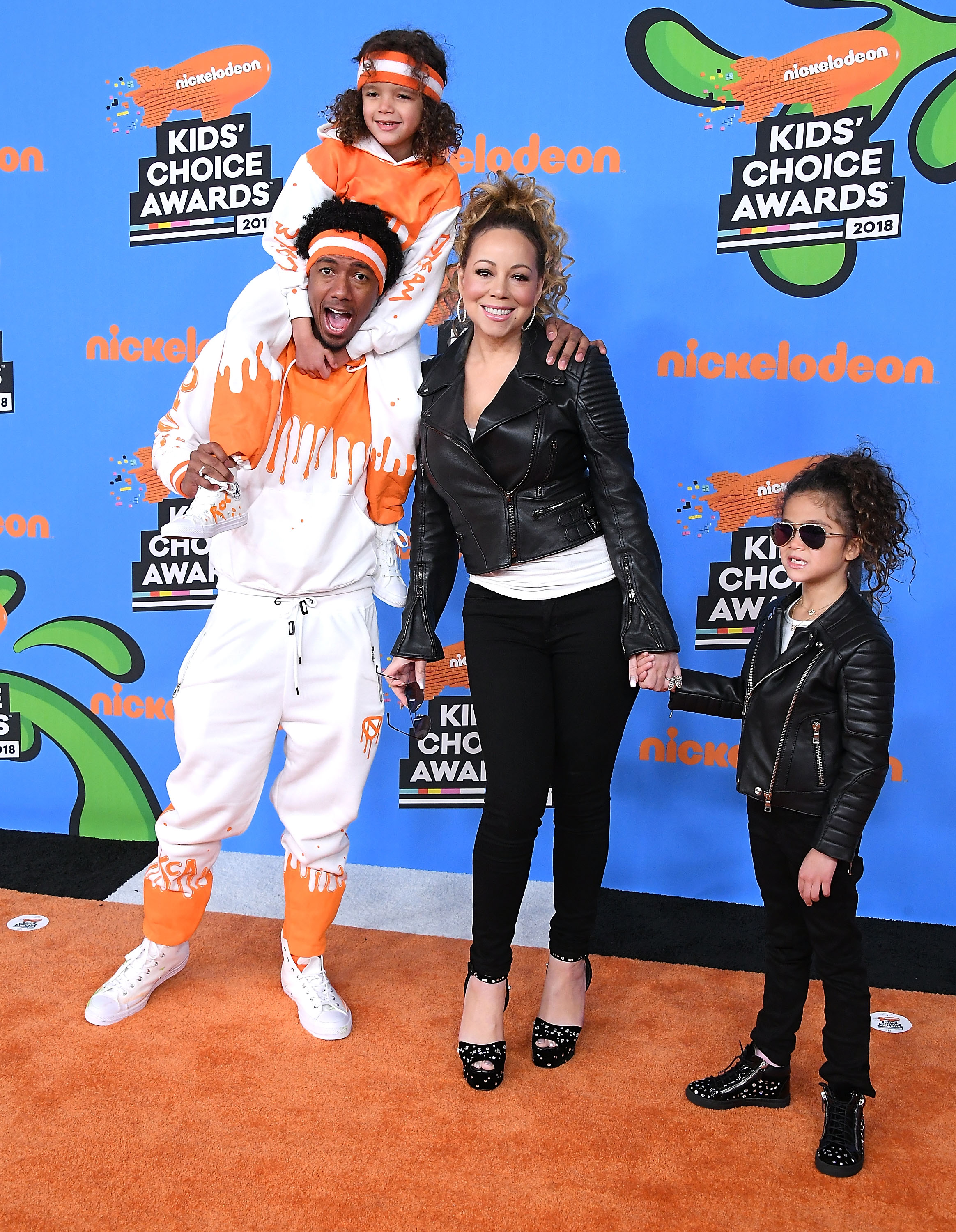 Monroe Cannon, Mariah Carey, Nick Cannon, and Moroccan Scott Cannon arrive at the Nickelodeon's 2018 Kids' Choice Awards at The Forum on March 24 in Inglewood, California. | Source: Getty Images