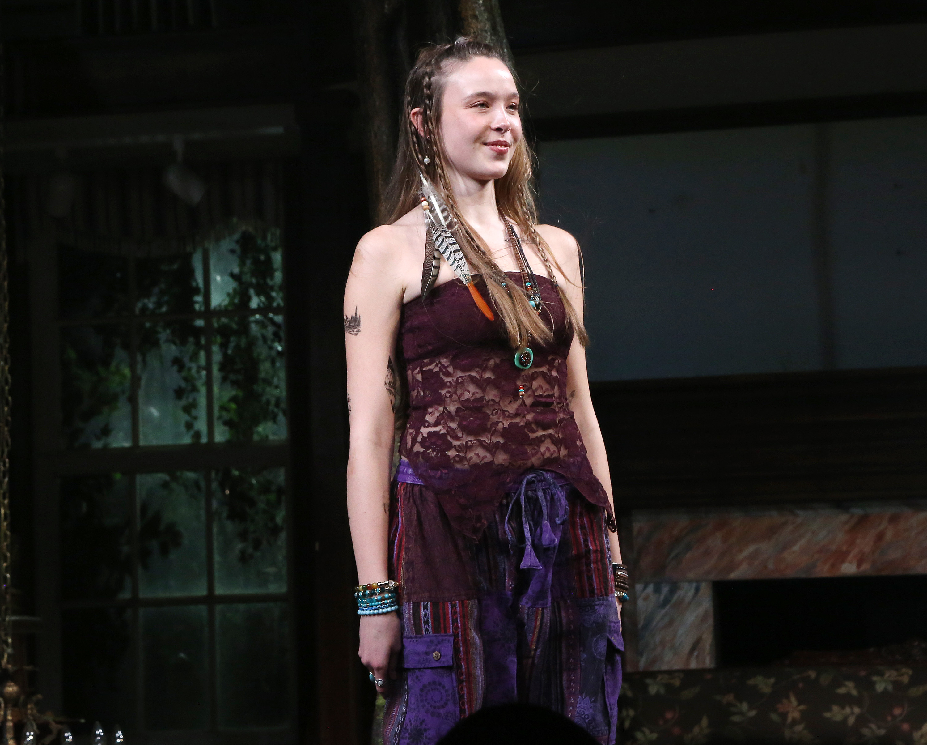 Ella Beatty smiles brightly during the curtain call for her official stage debut in the acclaimed play "Appropriate." The rising star looked completely in her element as she officially followed her legendary parents into the theater world.