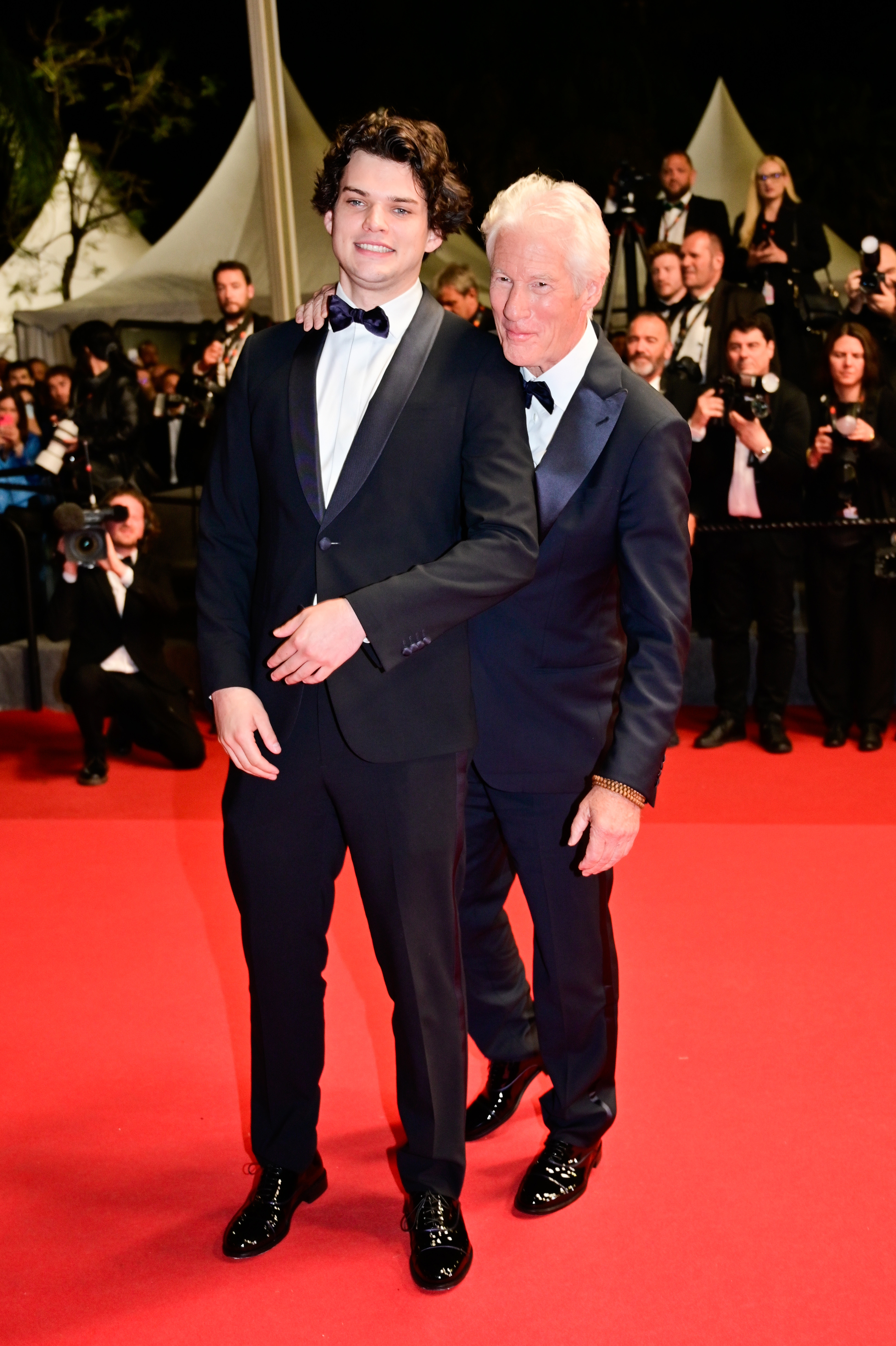 Homer James Jigme Gere and Richard Gere attend the "Oh, Canada" Red Carpet at the 77th annual Cannes Film Festival at Palais des Festivals on May 17, 2024 in France. | Source: Getty Images