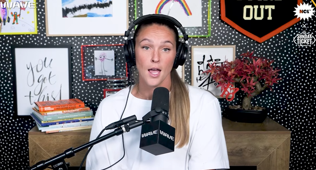 Kylie Kelce during an episode of her podcast "Not Gonna Lie" on August 13, 2026. | Source: YouTube/Not Gonna Lie with Kylie Kelce