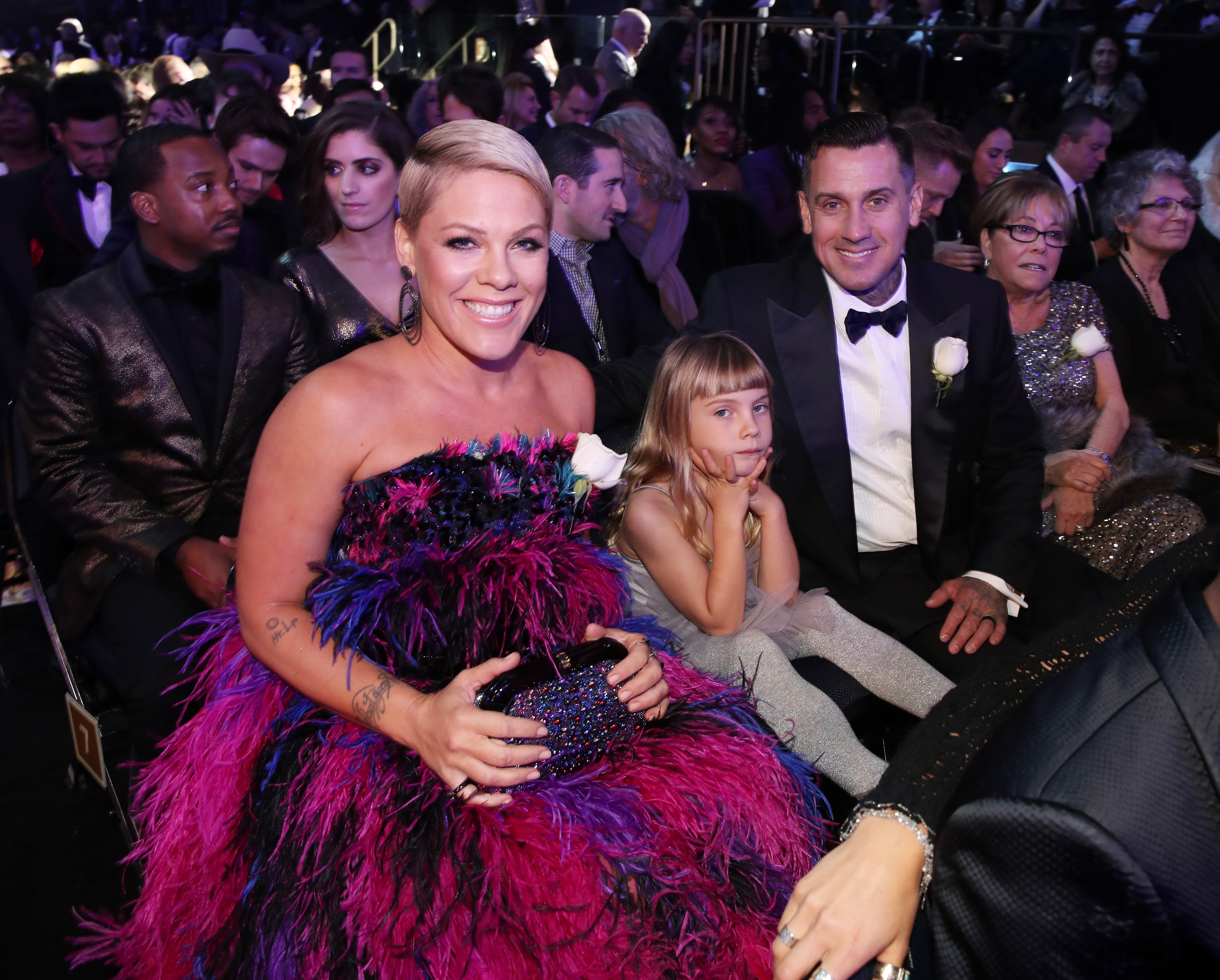 Willow accompanied P!nk, Carey Hart, and her grandmother, Judith Moore, to the 60th Annual Grammy Awards in New York City. Seated between her parents during the ceremony, the young girl joined three generations of the family for a memorable night celebrating music's biggest stars.