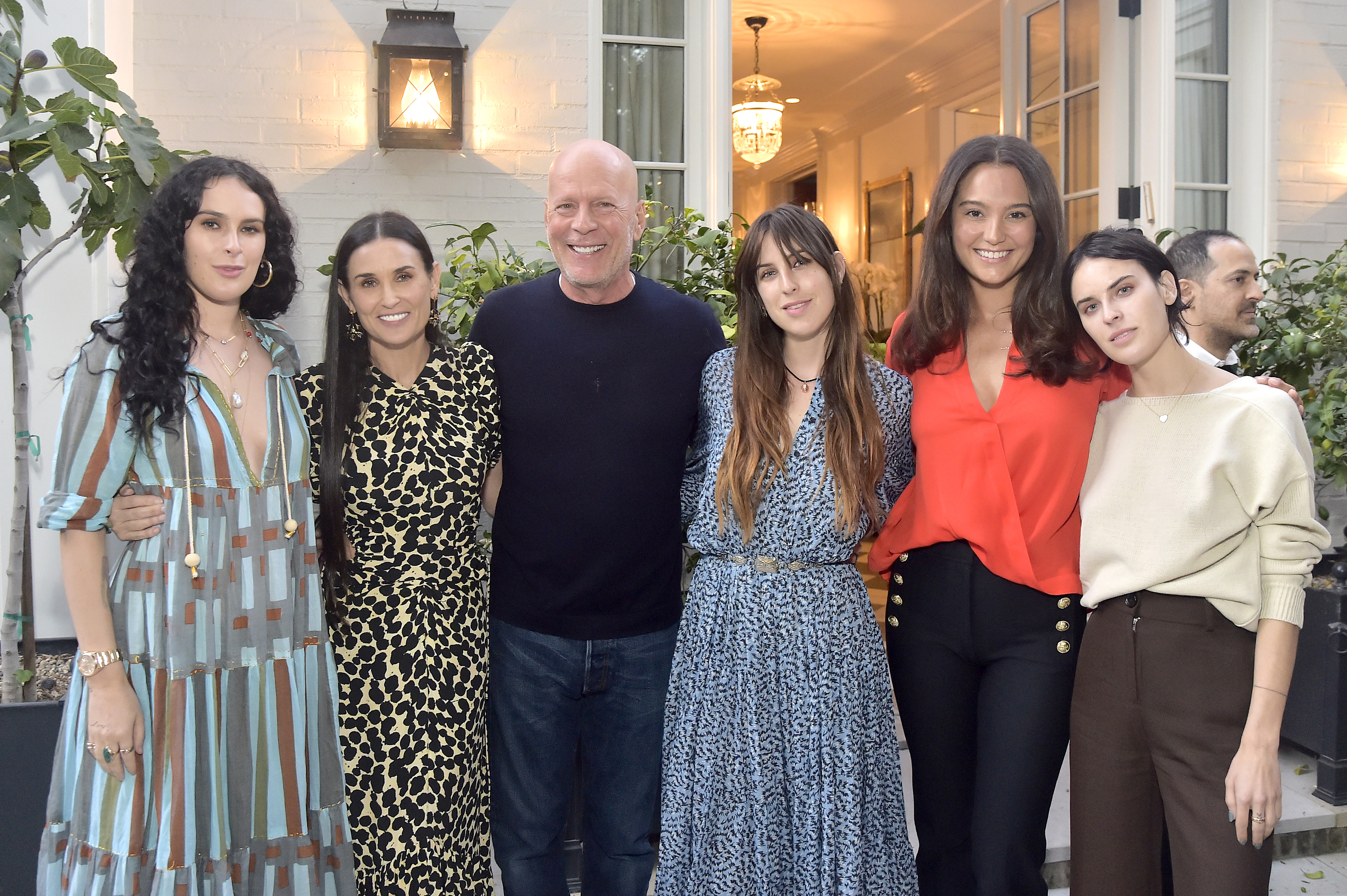 Rumer Willis, Demi Moore, Bruce Willis, Scout Willis, Emma Heming Willis and Tallulah Willis attend Demi Moore's 'Inside Out' Book Party on September 23, 2019 in Los Angeles, California. | Source: Getty Images