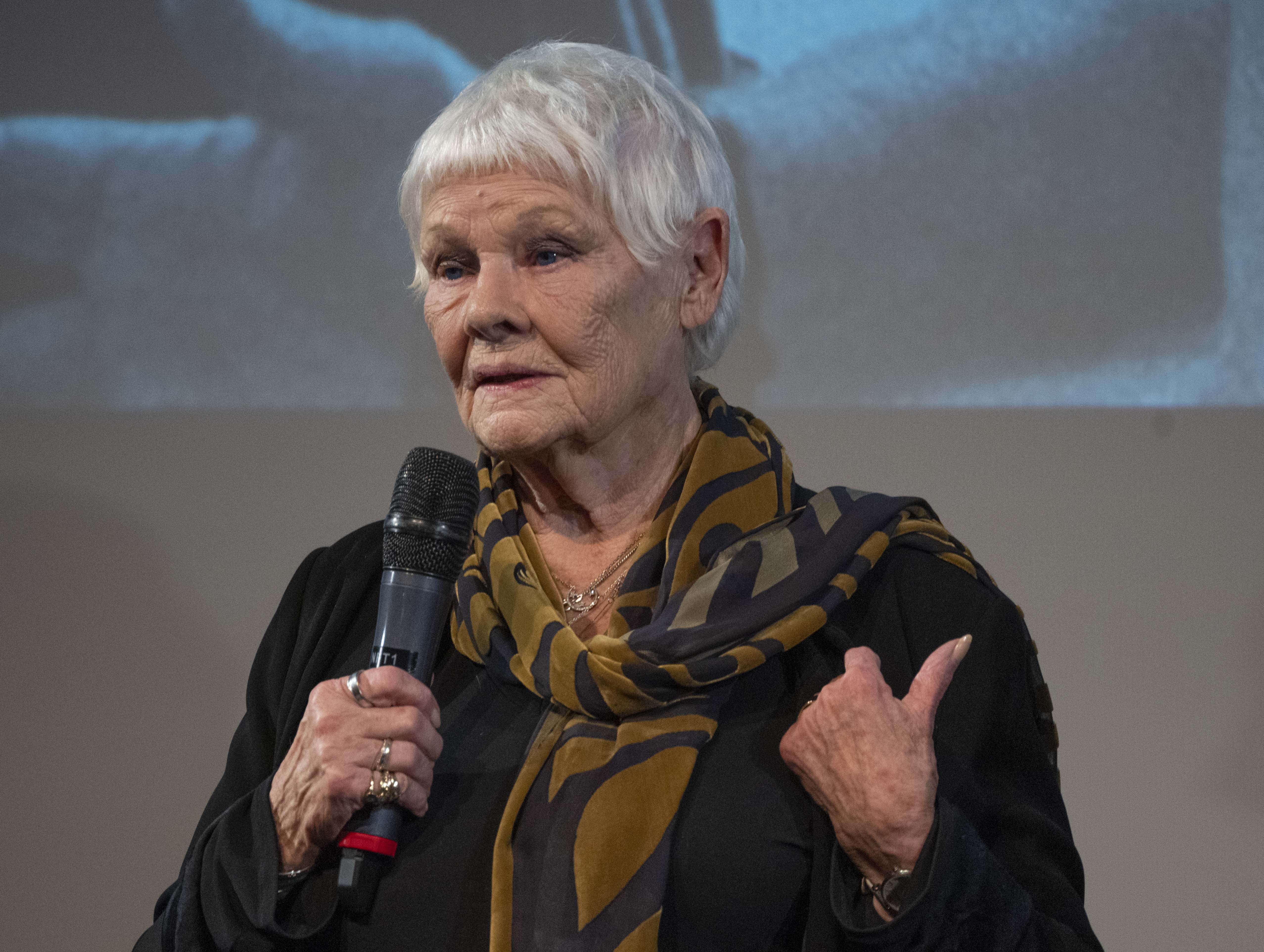 Dame Judy Dench speaks during "Sir Richard Eyre In Conversation" at BFI Southbank on December 8, 2024 in London, England. | Source: Getty Images