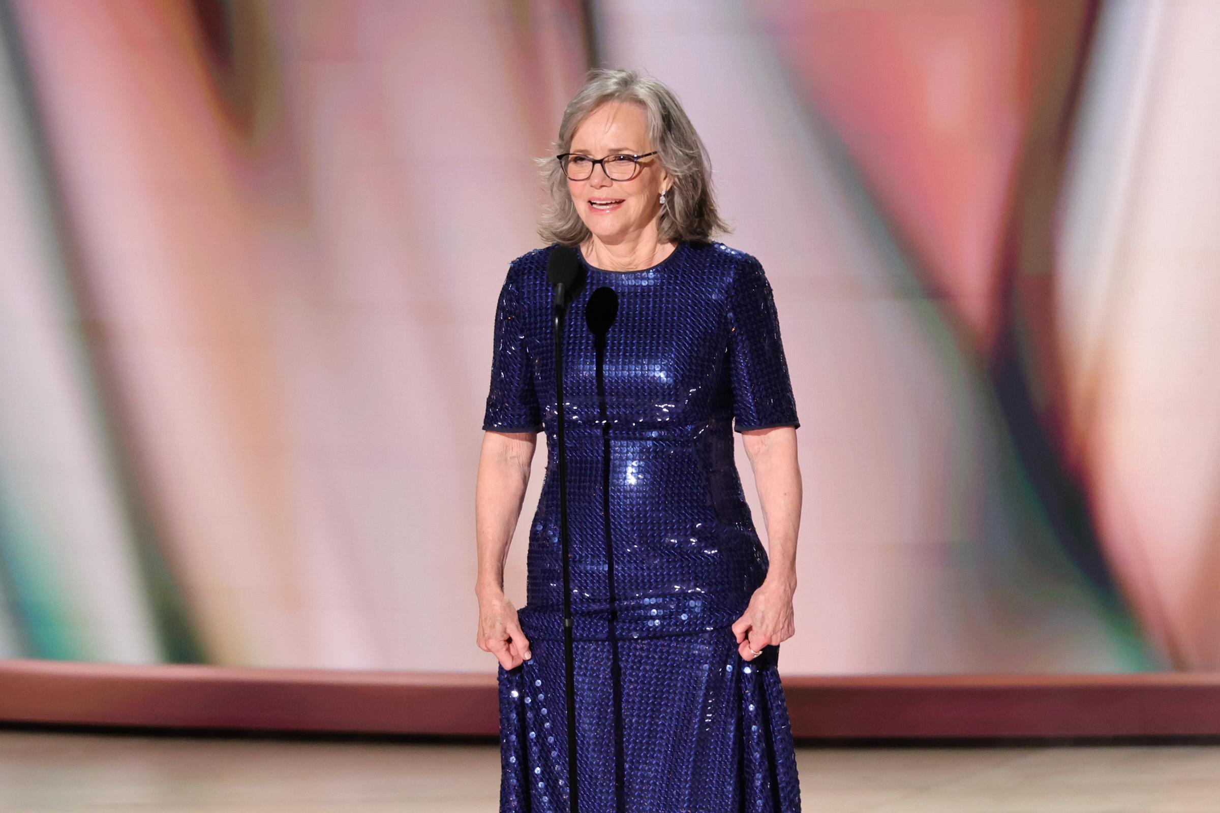 Sally Field speaks onstage during the 78th Primetime Emmy Awards at Peacock Theater on September 14, 2026 in Los Angeles, California. | Source: Getty Images