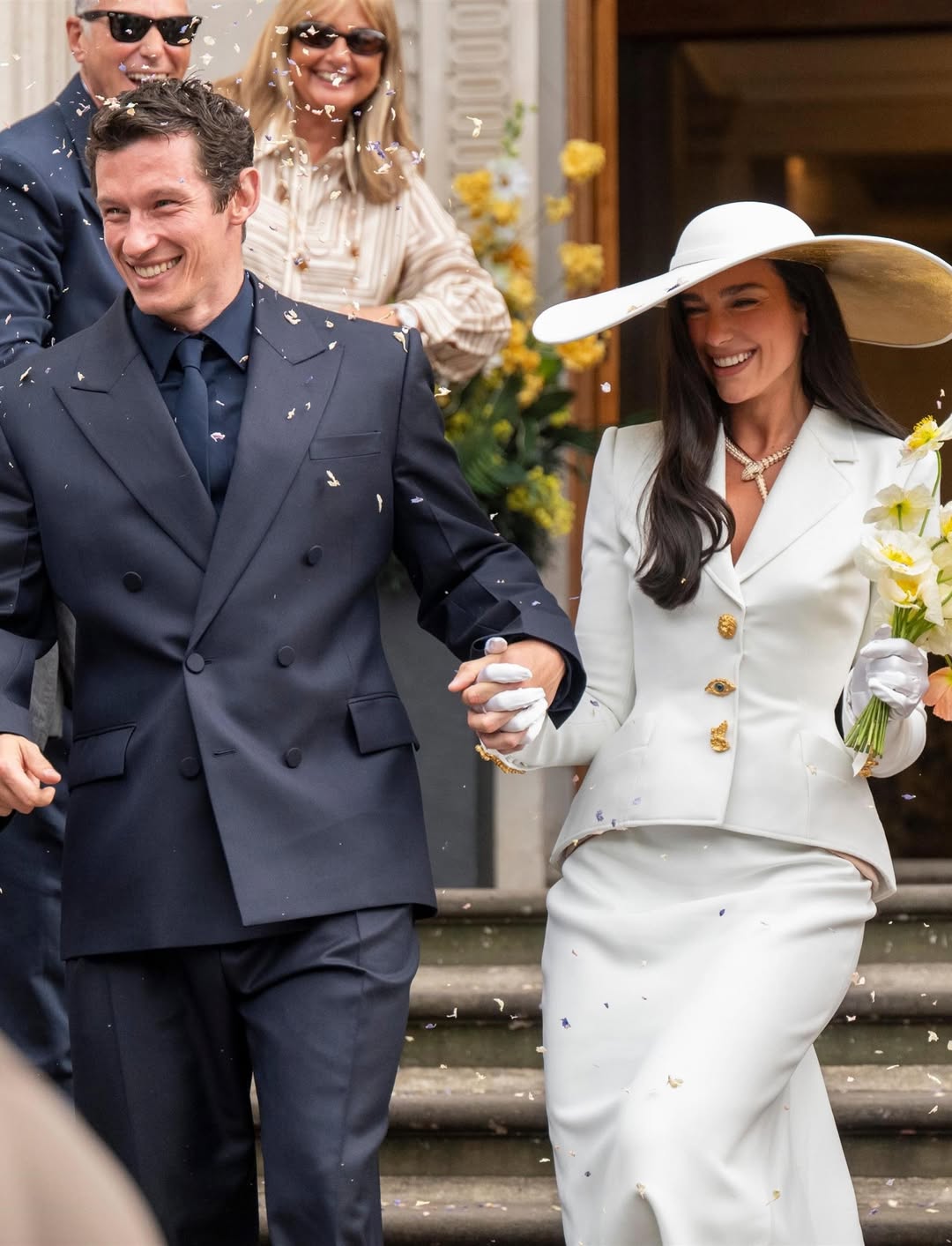 Dua Lipa and Callum Turner on their wedding day, as seen in a photo shared on June 1, 2026. | Source: Instagram/justjared