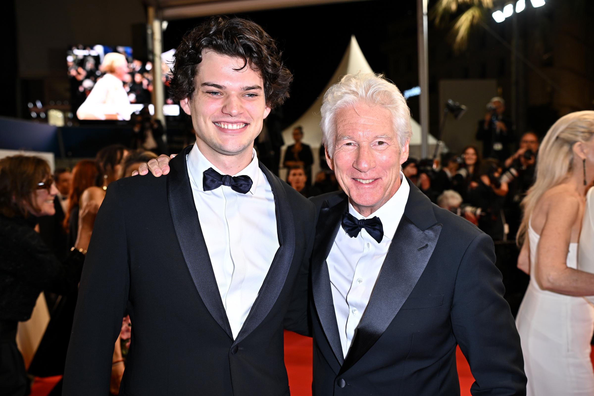 Homer James Jigme Gere and Richard Gere attend the "Oh, Canada" Red Carpet at the 77th annual Cannes Film Festival at Palais des Festivals on May 17, 2024 in France. | Source: Getty Images