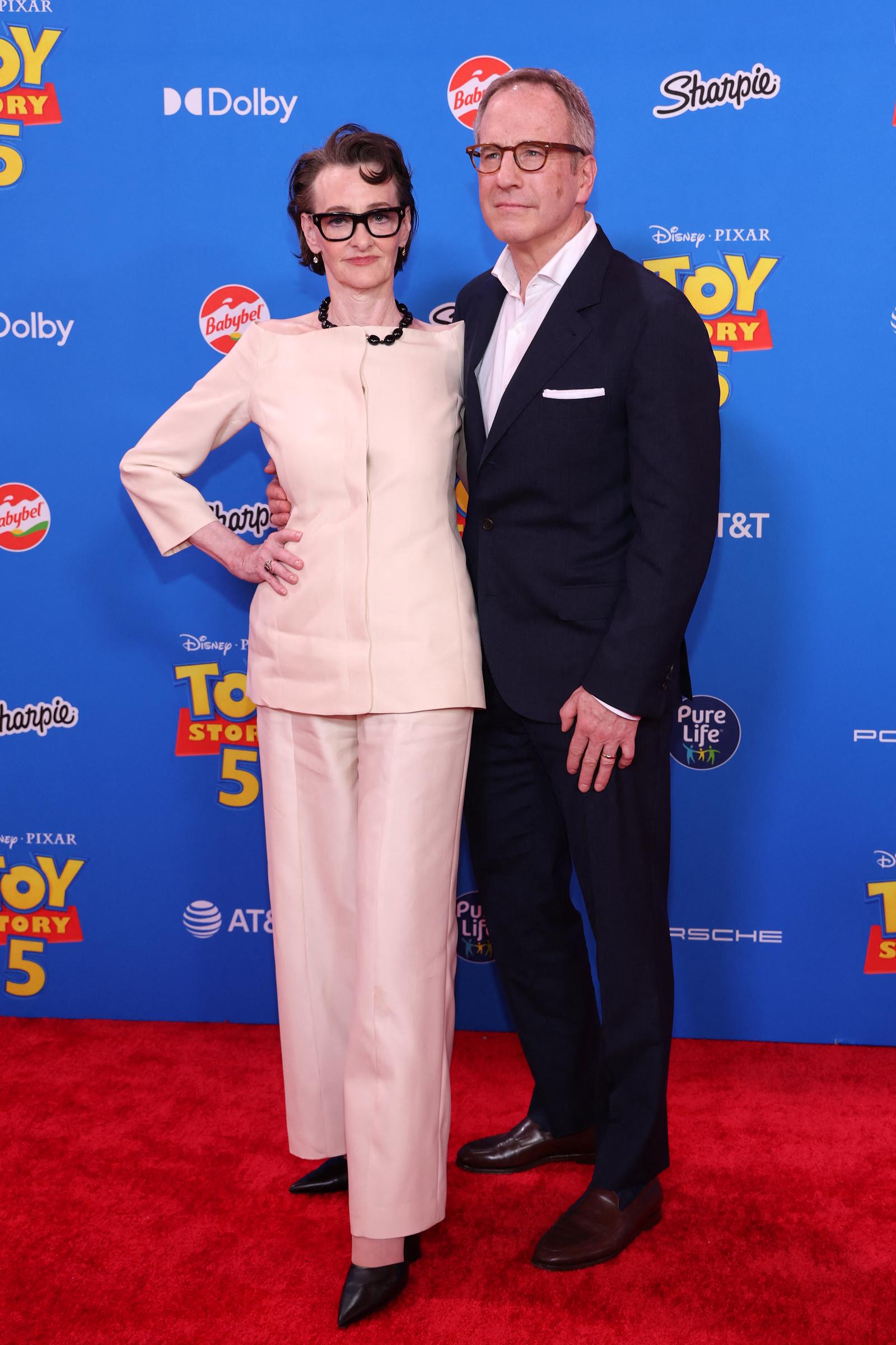 Joan Cusack and Richard Burke attend Disney and Pixar's "Toy Story 5" premiere at the Dolby Theatre on June 9, 2026 in Los Angeles, California. | Source: Getty Images