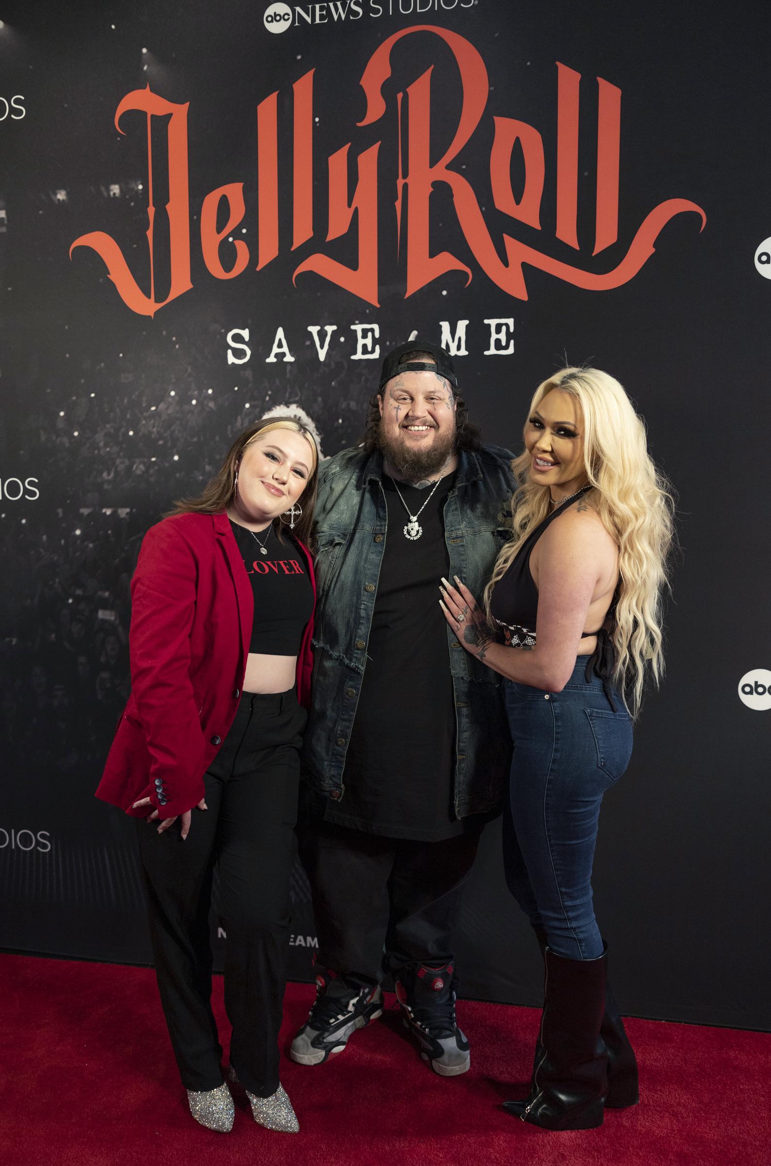 Bailee Ann, Jelly Roll and Bunnie Xo attend the "Jelly Roll: Save Me" Documentary World Premiere at the Ryman Auditorium on May 30, 2023 in Nashville, Tennessee. | Source: Getty Images