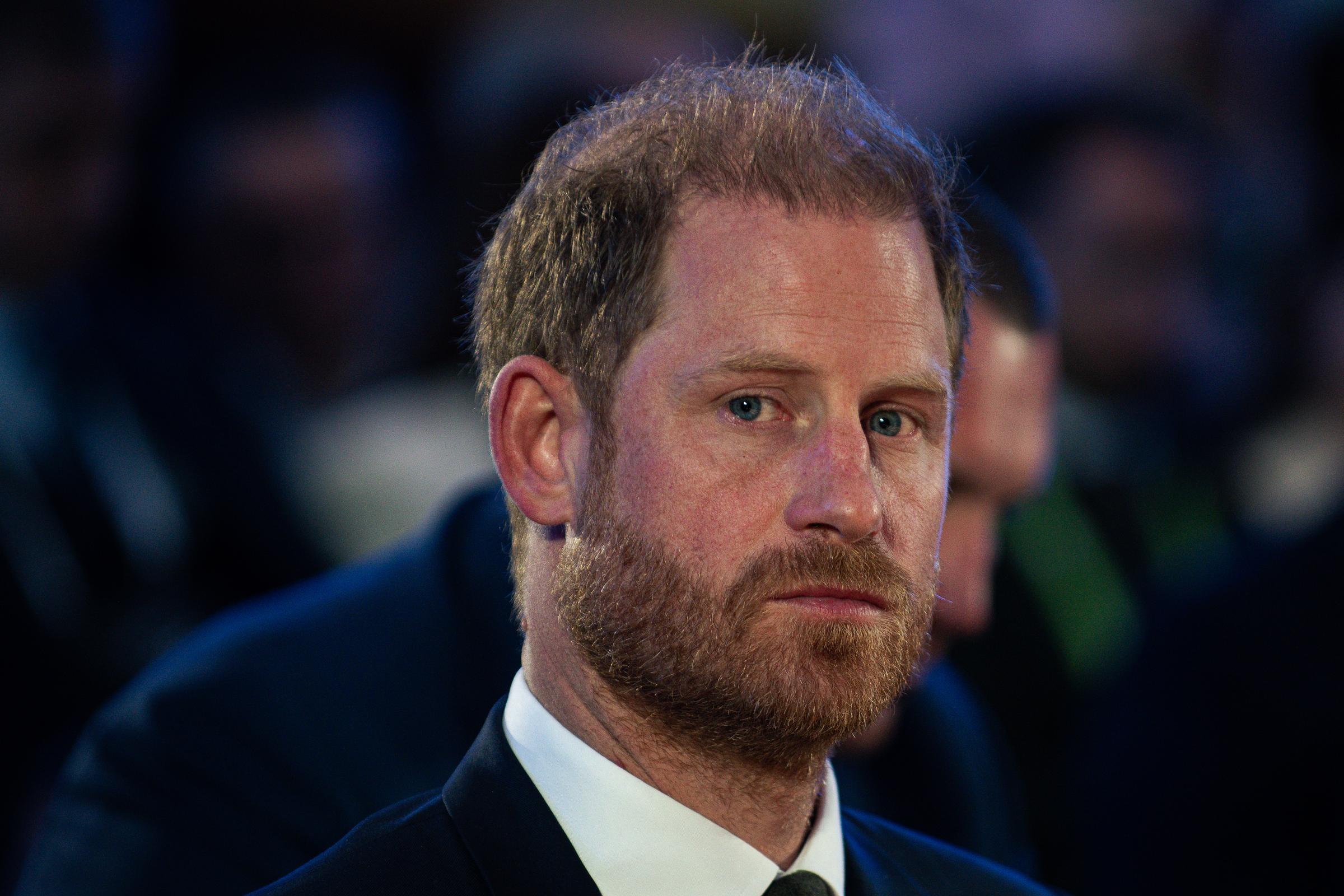 Prince Harry, Duke of Sussex, delivers a speech during the Kyiv Security Forum on April 23, 2026 in Kyiv, Ukraine. | Source: Getty Images