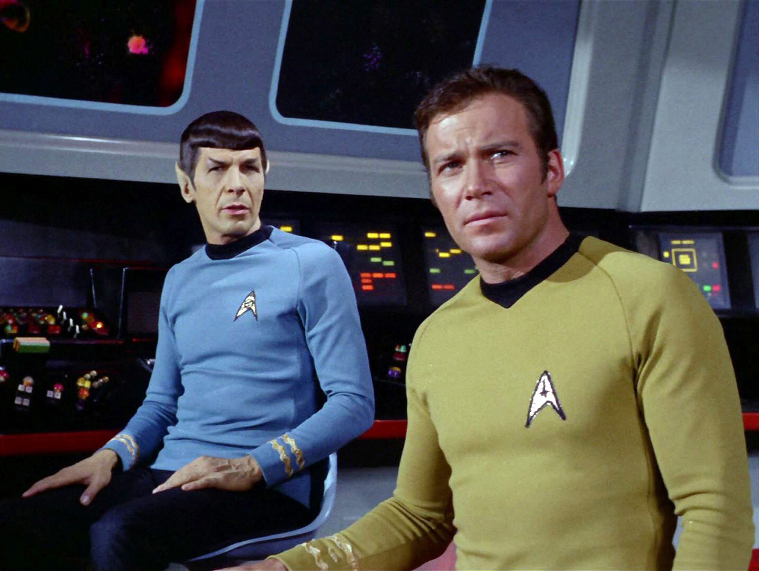 Leonard Nimoy as Mr. Spock and William Shatner as Captain James T. Kirk in "Star Trek: The Original Series" (1968) | Source: Getty Images