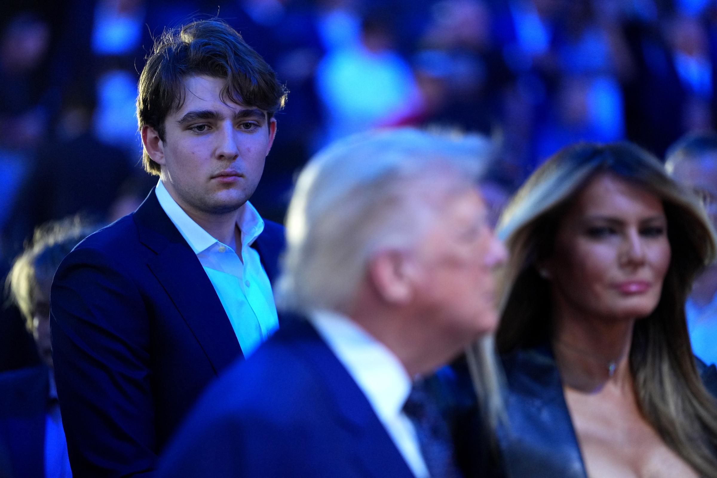 Barron Trump was also photographed looking serious at many points of the night. | Source: Getty Images
